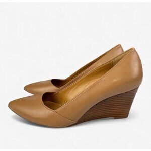 Franco Sarto Womens 10 M Frankie Brown Leather Wedge Pump Heels Shoes